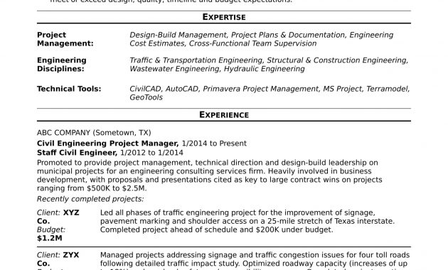 Sample Resume For A Midlevel Engineering Project Manager with proportions 1700 X 2200