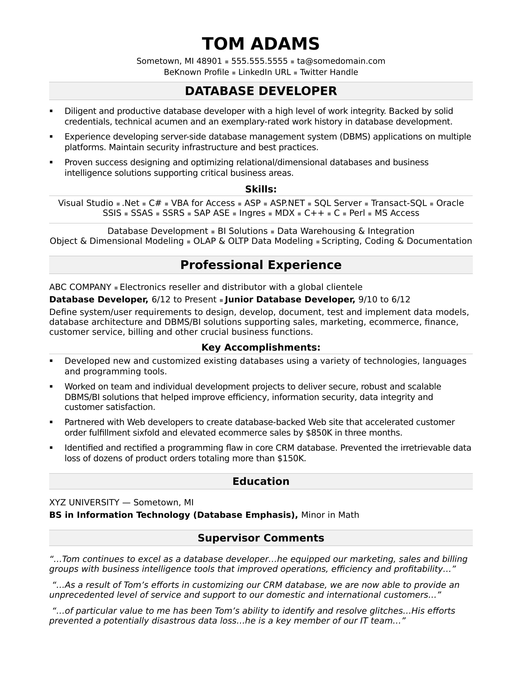 Sample Resume For A Midlevel It Developer Monster with sizing 1700 X 2200