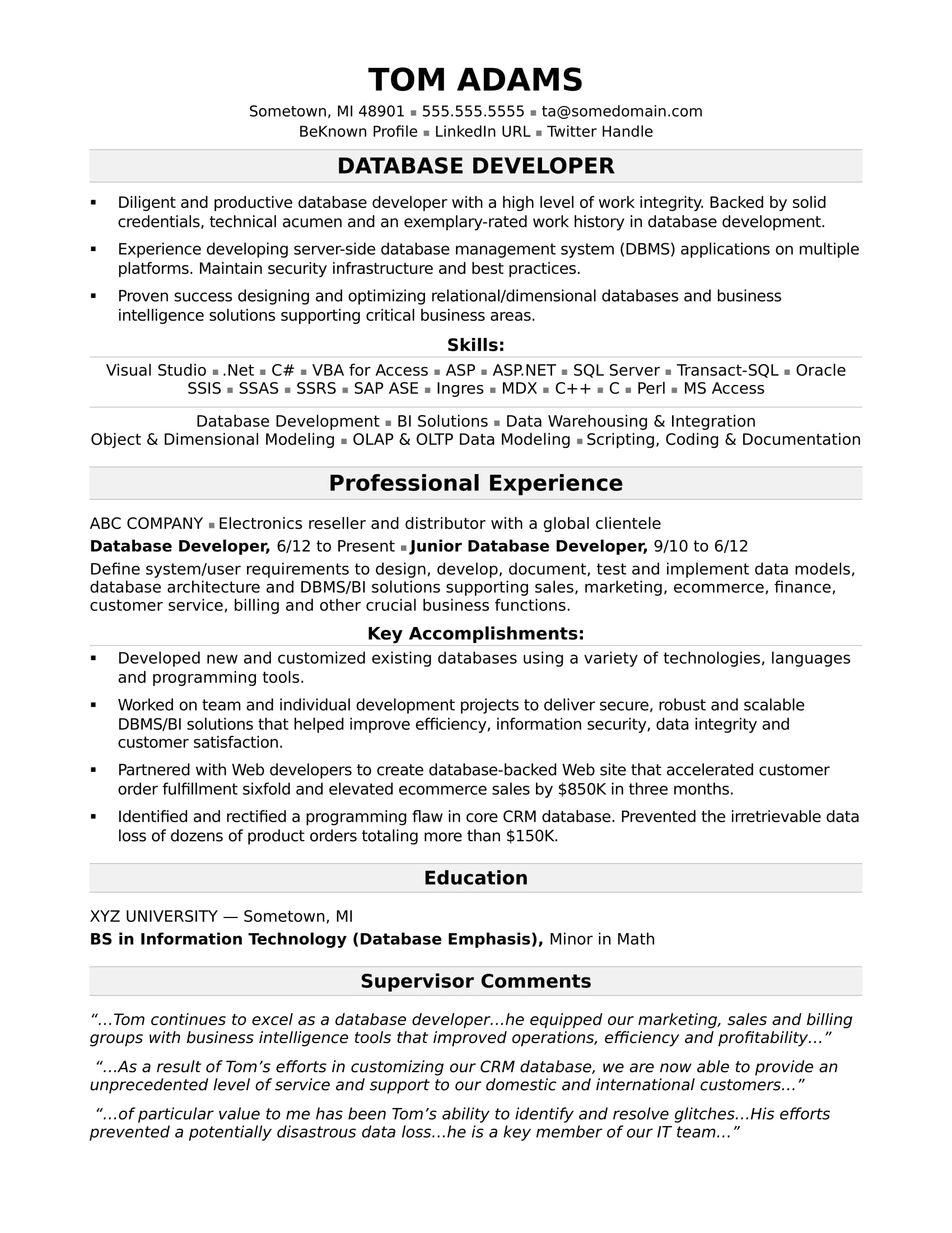 Sample Resume For A Midlevel It Developer Monster within size 1700 X 2200
