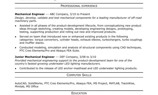 Sample Resume For A Midlevel Mechanical Engineer Monster pertaining to sizing 1700 X 2200