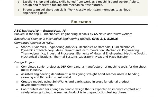 Sample Resume For An Entry Level Mechanical Engineer for sizing 1700 X 2200