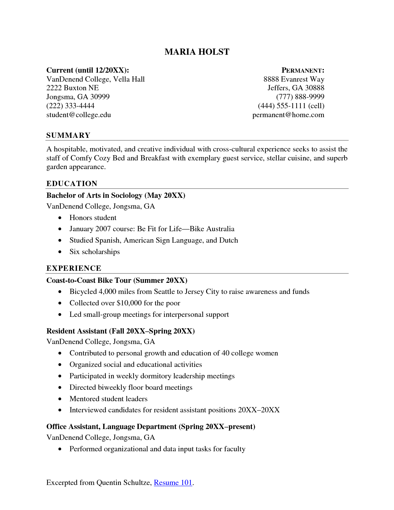 Sample Resume For College Student Supermamanscom Http in dimensions 1275 X 1650