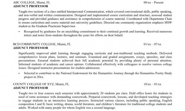 Sample Resume For Faculty Position Engineering Adjunct within size 1275 X 1650