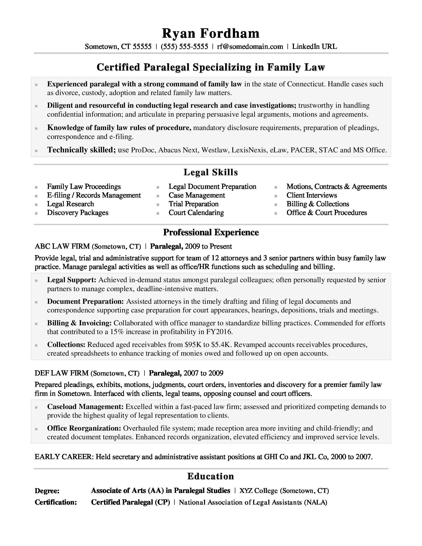 Sample Resume Paralegal Panera with regard to measurements 1700 X 2200