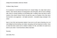 Sample Teacher Recommendation Letter For College Admission throughout size 585 X 485