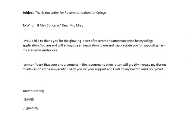 Sample Thank You Letter For Recommendation For College intended for sizing 793 X 1122