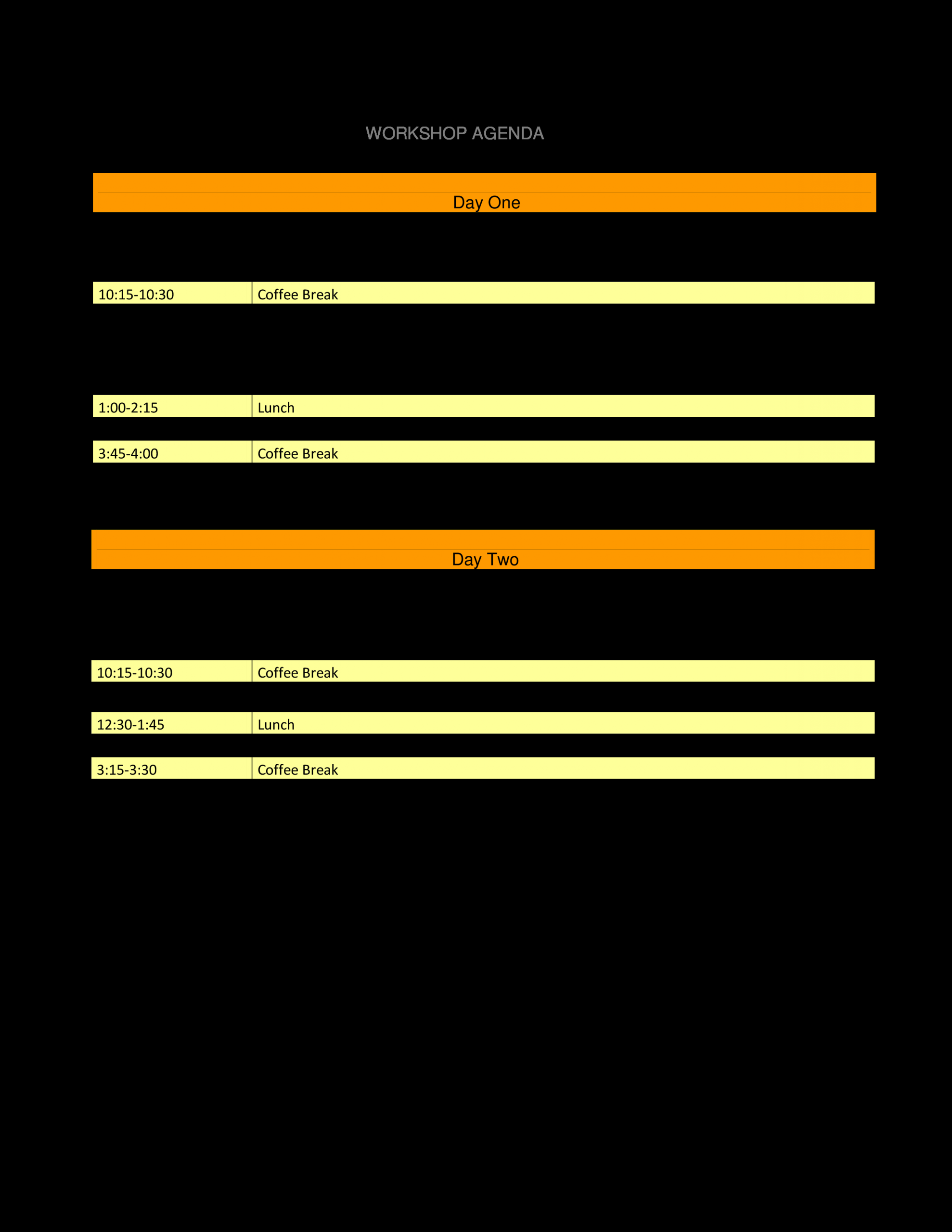 Sample Workshop Agenda Templates At intended for measurements 2550 X 3300