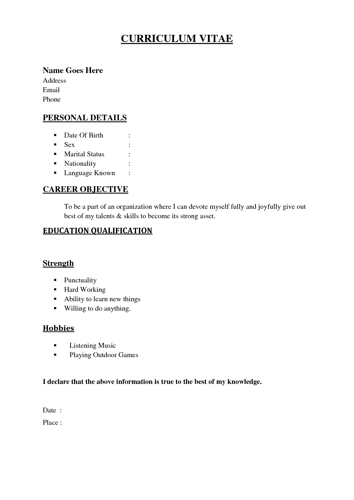 Samples Of Simple Resumes Basic Resume Basic Resume with proportions 1241 X 1753