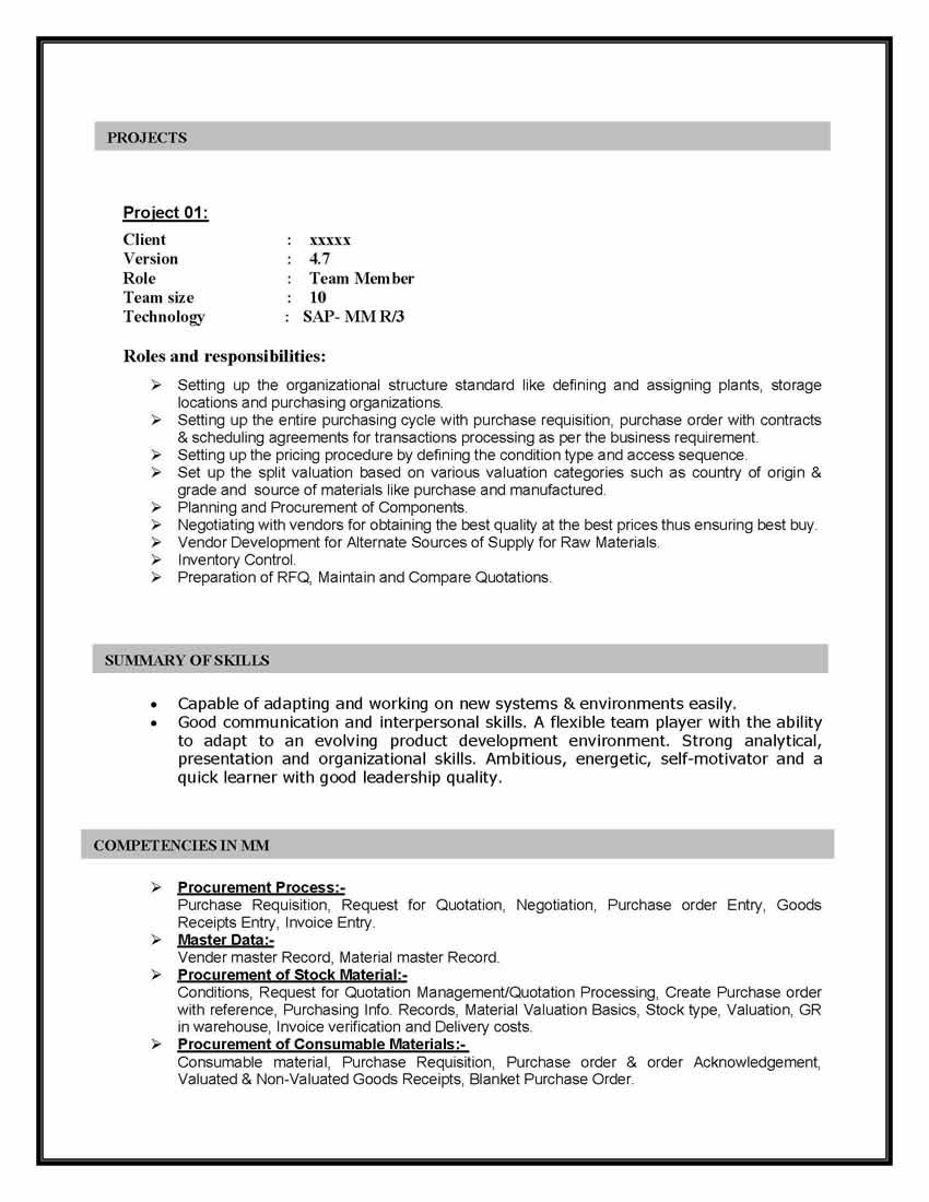 Sap Mm Resume Debandje pertaining to proportions 850 X 1100