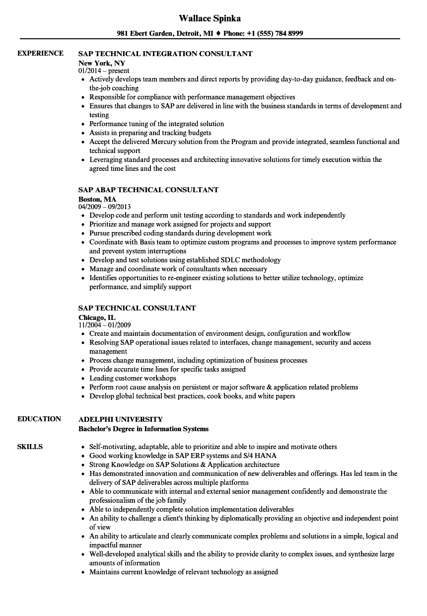 Sap Technical Consultant Resume Samples Velvet Jobs regarding proportions 860 X 1240