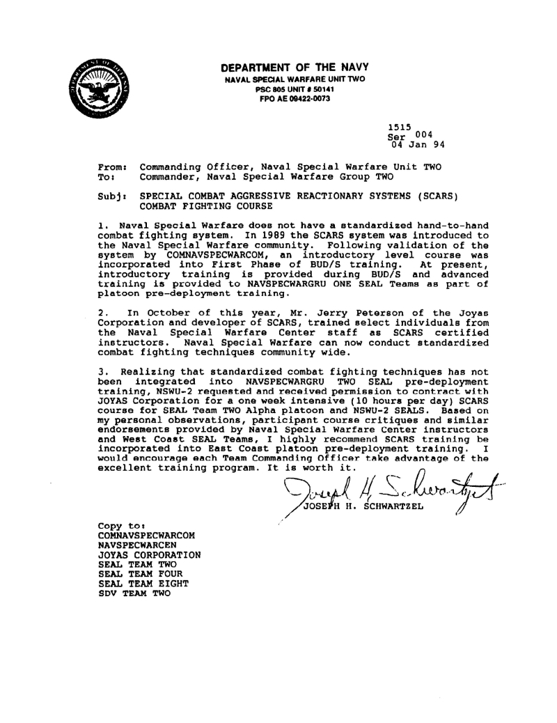 Scars Navy Special Warfare Official Letter regarding measurements 800 X 1038