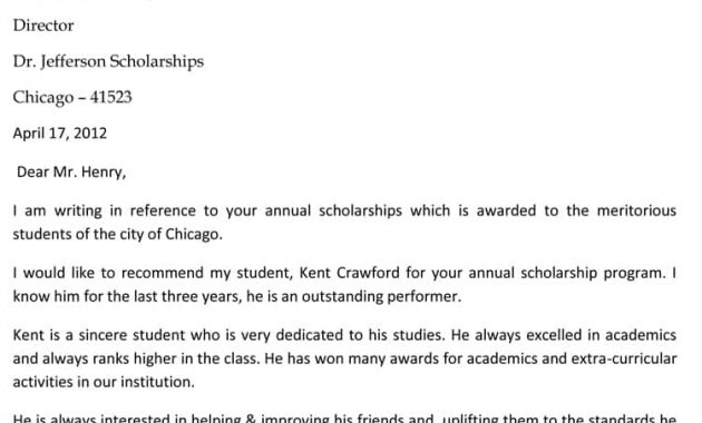 Scholarship Recommendation Letter 20 Sample Letters With with regard to dimensions 750 X 1058