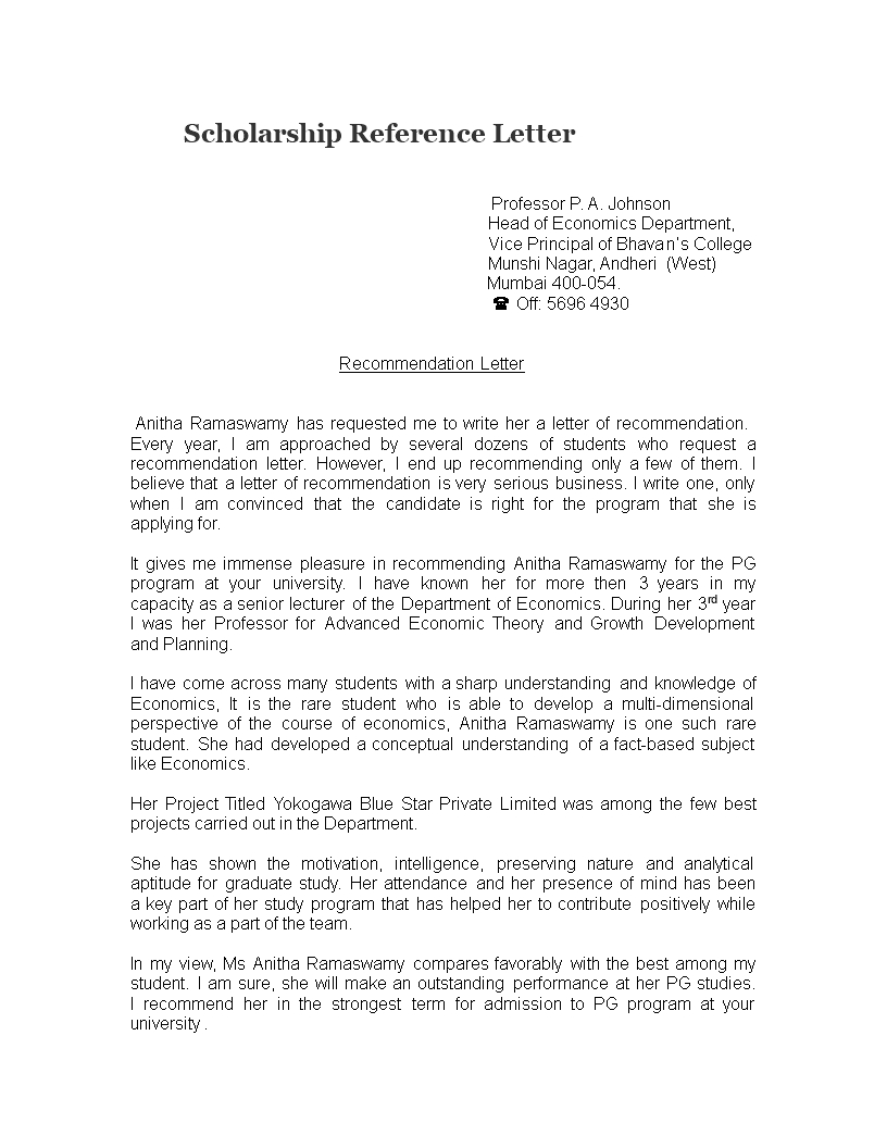 Scholarship Reference Letter From Professor Templates At with proportions 816 X 1056
