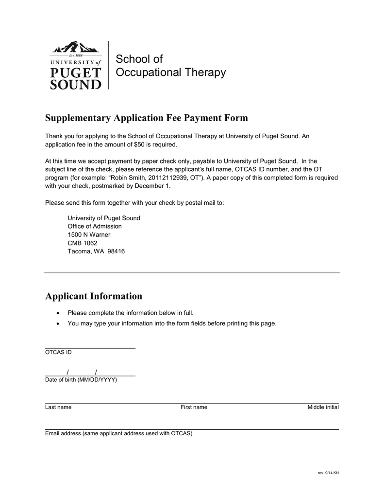 School Of Occupational Therapy Supplementary Application Fee regarding size 791 X 1024