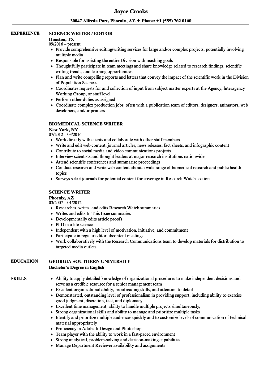 Science Writer Resume Samples Velvet Jobs in dimensions 860 X 1240