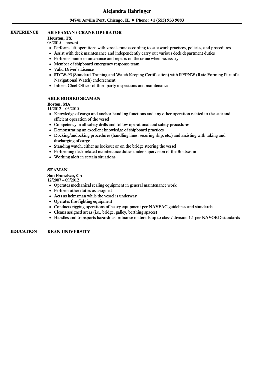 Seaman Resume Samples Velvet Jobs pertaining to sizing 860 X 1240