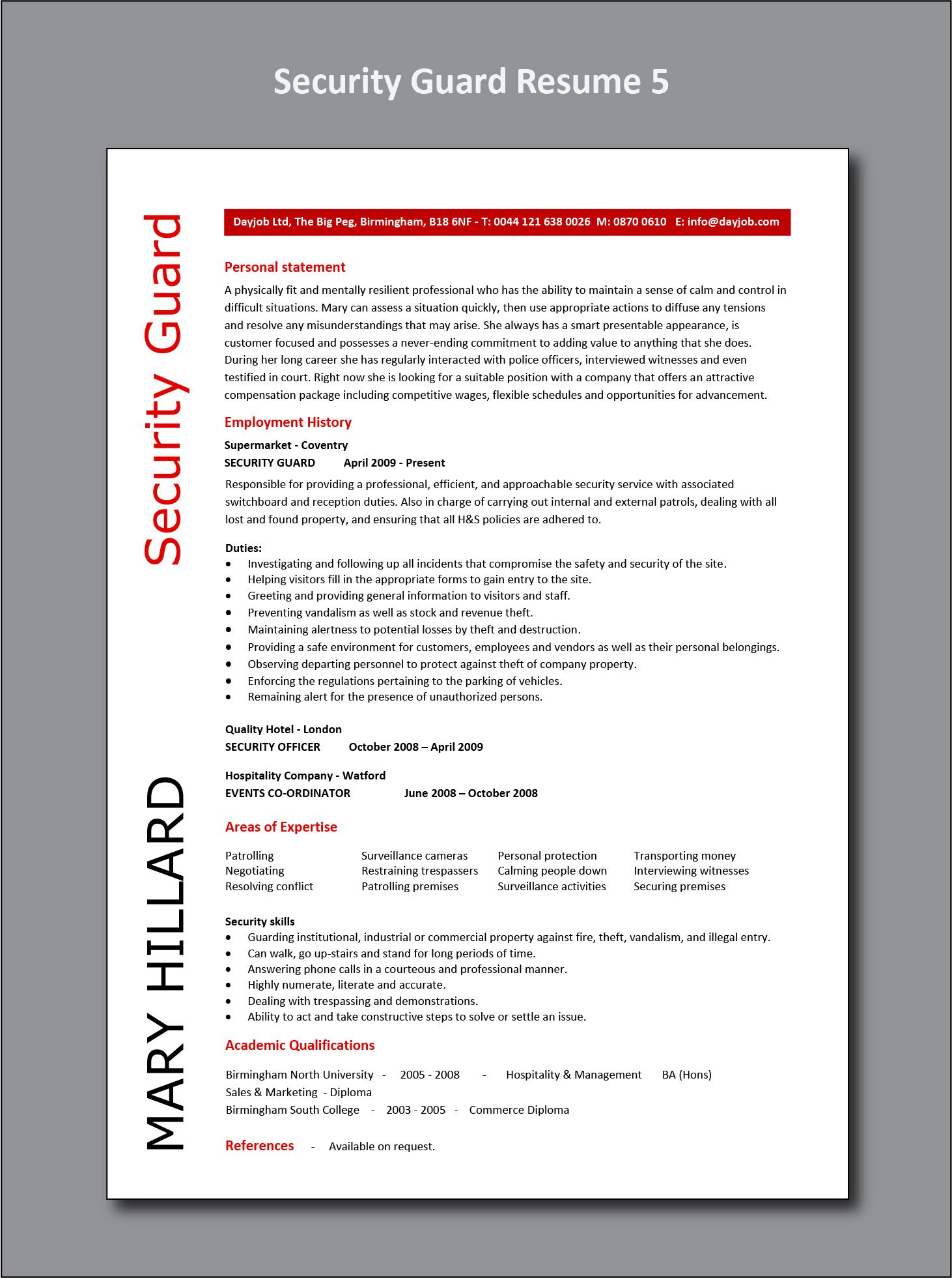 Security Guard Cv Sample Operations Management Resume with sizing 1462 X 1961