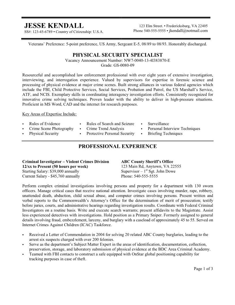 Security Resume Federal Resume Example Free Federal Within Measurements 816 X 1056 