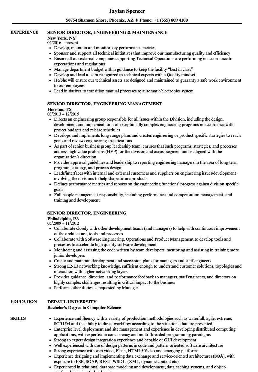 Senior Director Engineering Resume Samples Velvet Jobs within size 860 X 1240