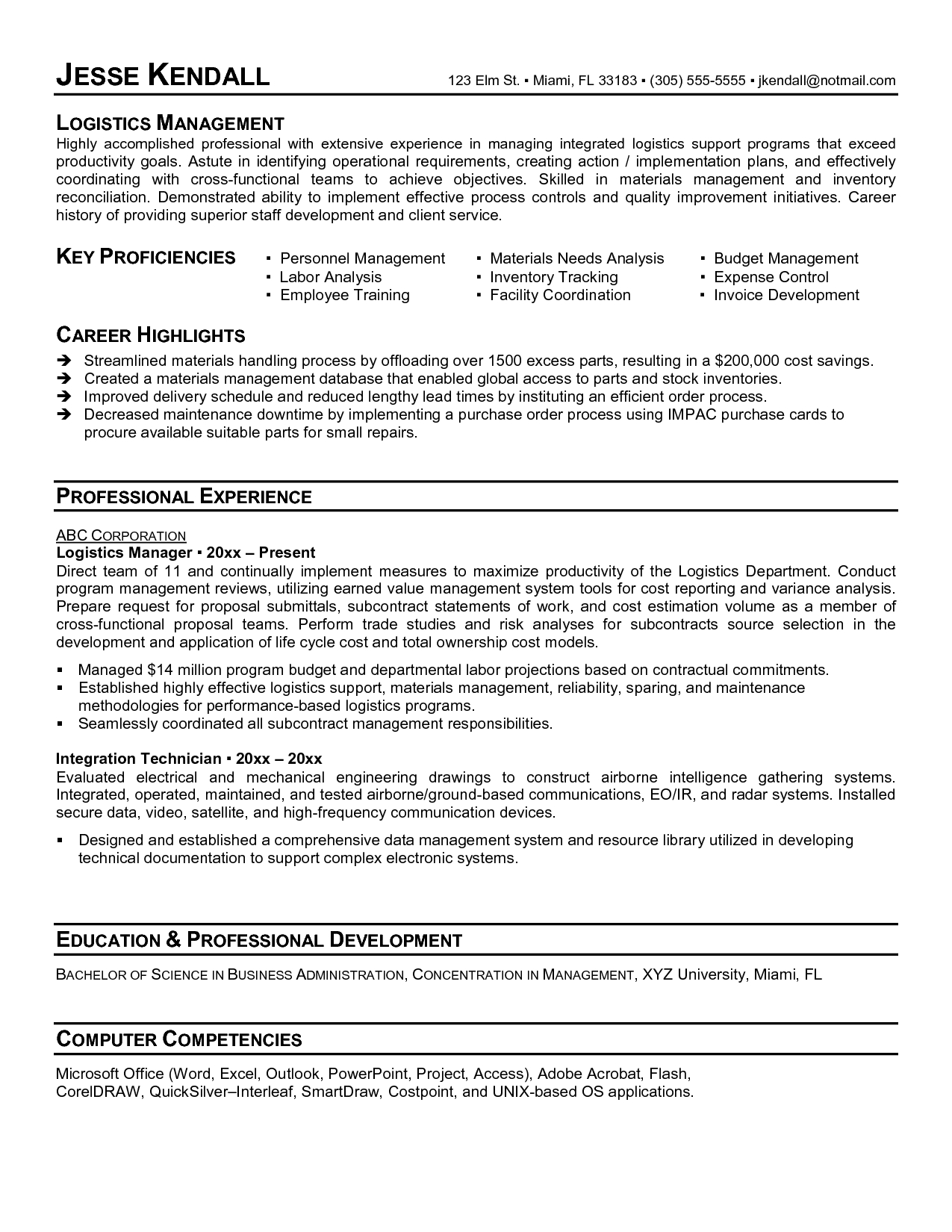 Senior Logistic Management Resume Logistics Manager Resume for sizing 1275 X 1650