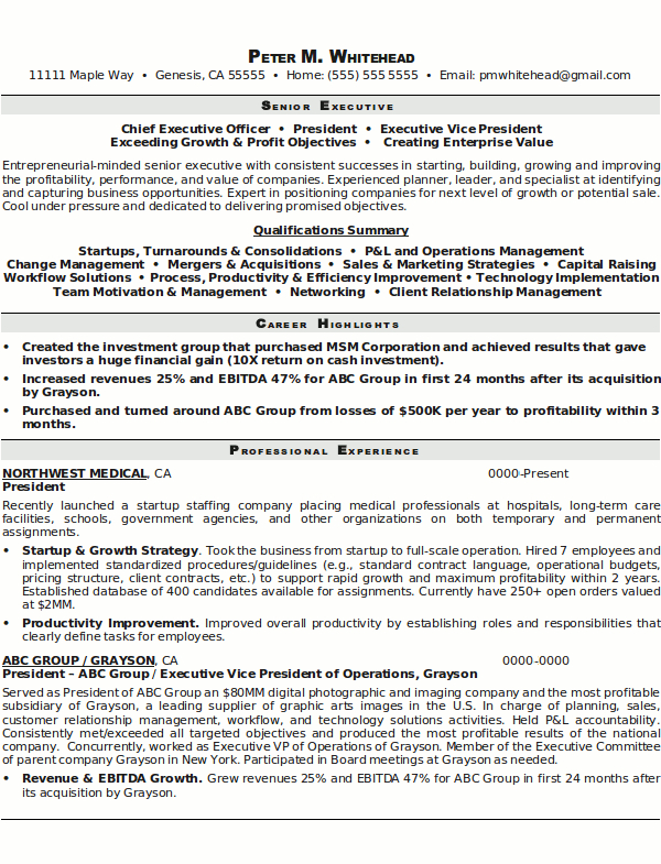 Senior Management Resume Templates Enom regarding sizing 600 X 785