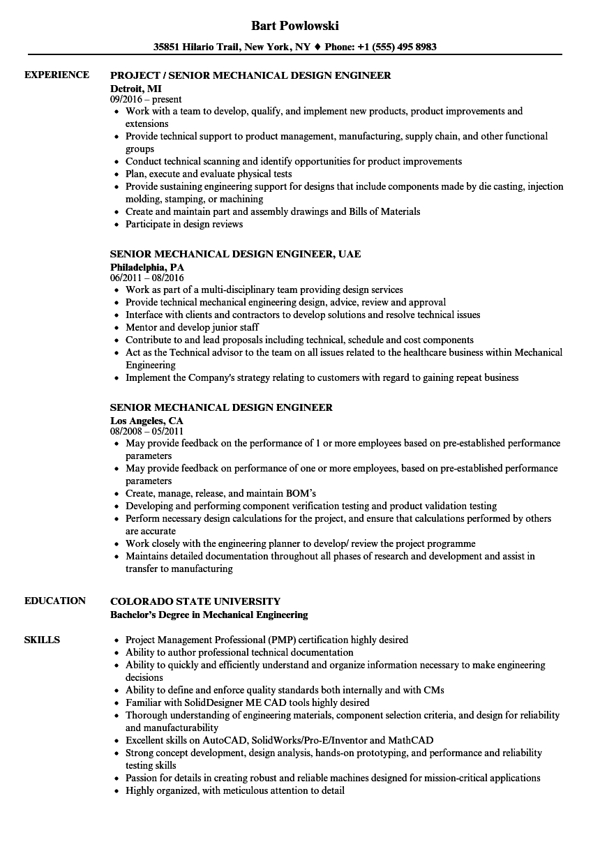 Senior Mechanical Design Engineer Resume Samples Velvet Jobs intended for dimensions 860 X 1240