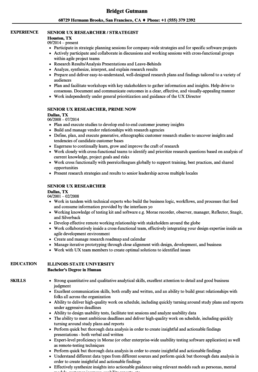 Senior Ux Researcher Resume Samples Velvet Jobs pertaining to measurements 860 X 1240