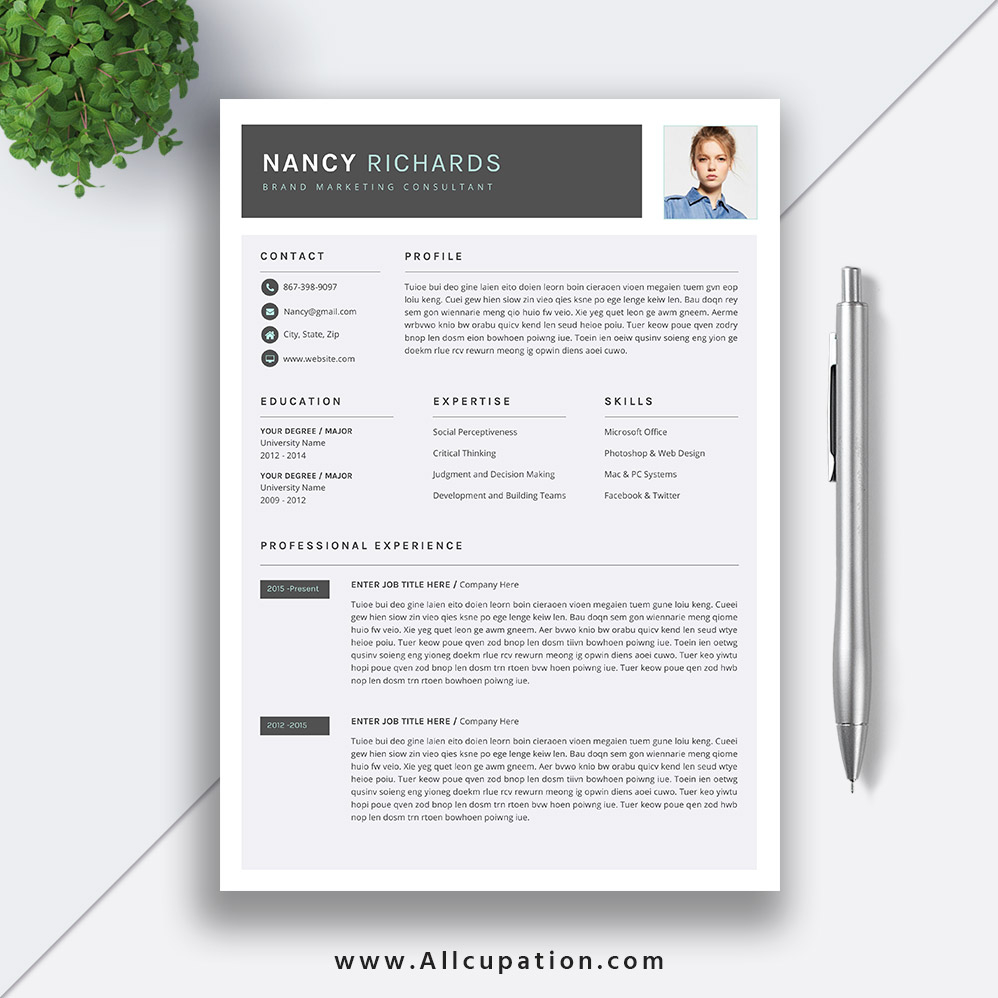 Simple And Professional Resume Template Download 2020 Word Cv Template Cover Letter Modern Teacher Resume Instant Download Nancy within size 998 X 998