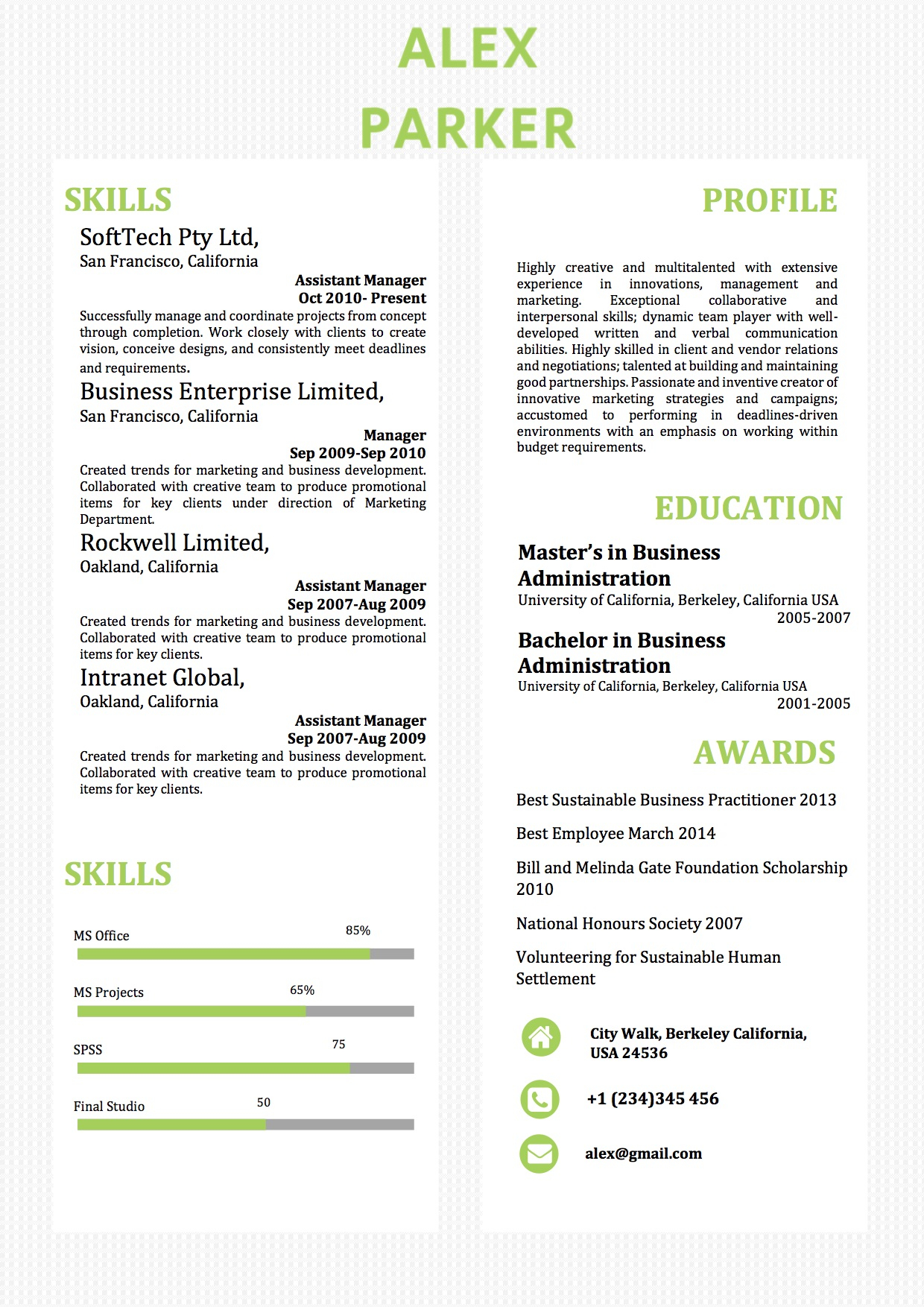 Simple Two Columns Word Resume Template Vista Resume in sizing 1240 X 1754