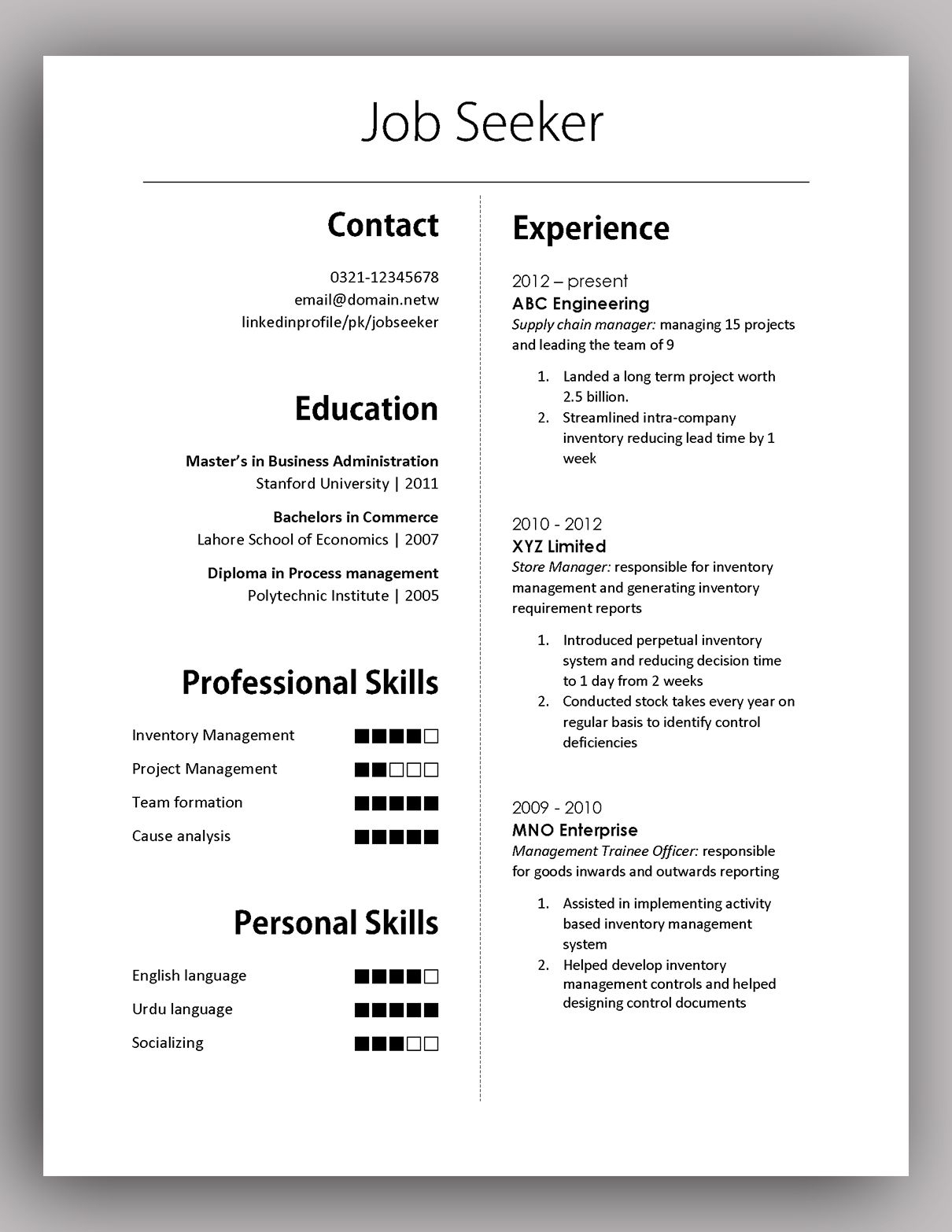 Simple Yet Elegant Cv Template To Get The Job Done Free pertaining to size 1210 X 1566