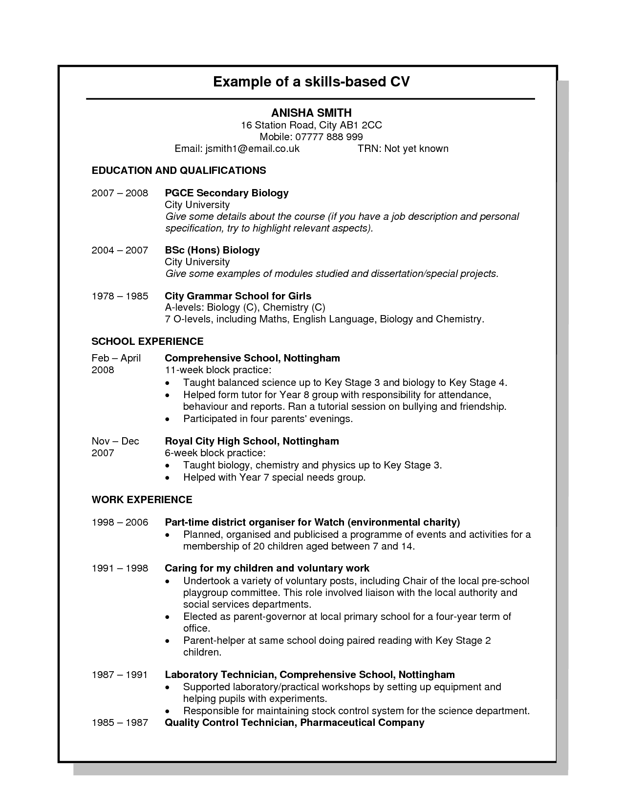 Skills On Resume Example Skills Based Resume Template in sizing 1275 X 1650