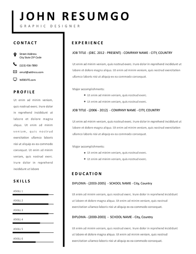 Smeme Simple Two Column Resume Template Resumgo within proportions 816 X 1056