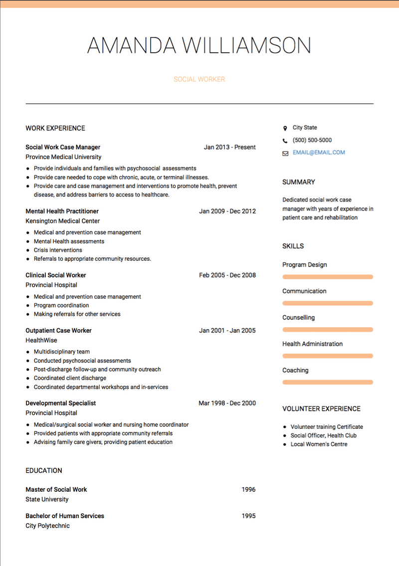 Social Work Cv Examples Templates Visualcv within sizing 800 X 1135
