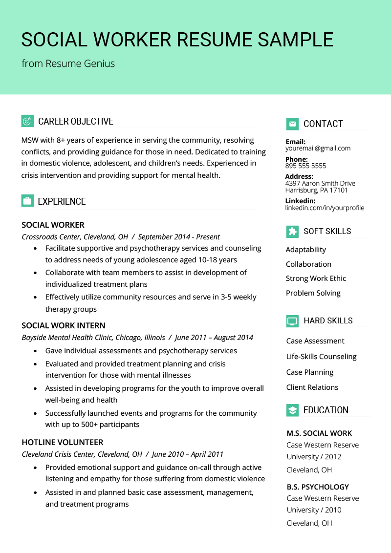 Social Work Resume Sample Writing Guide Resume Genius inside sizing 800 X 1132