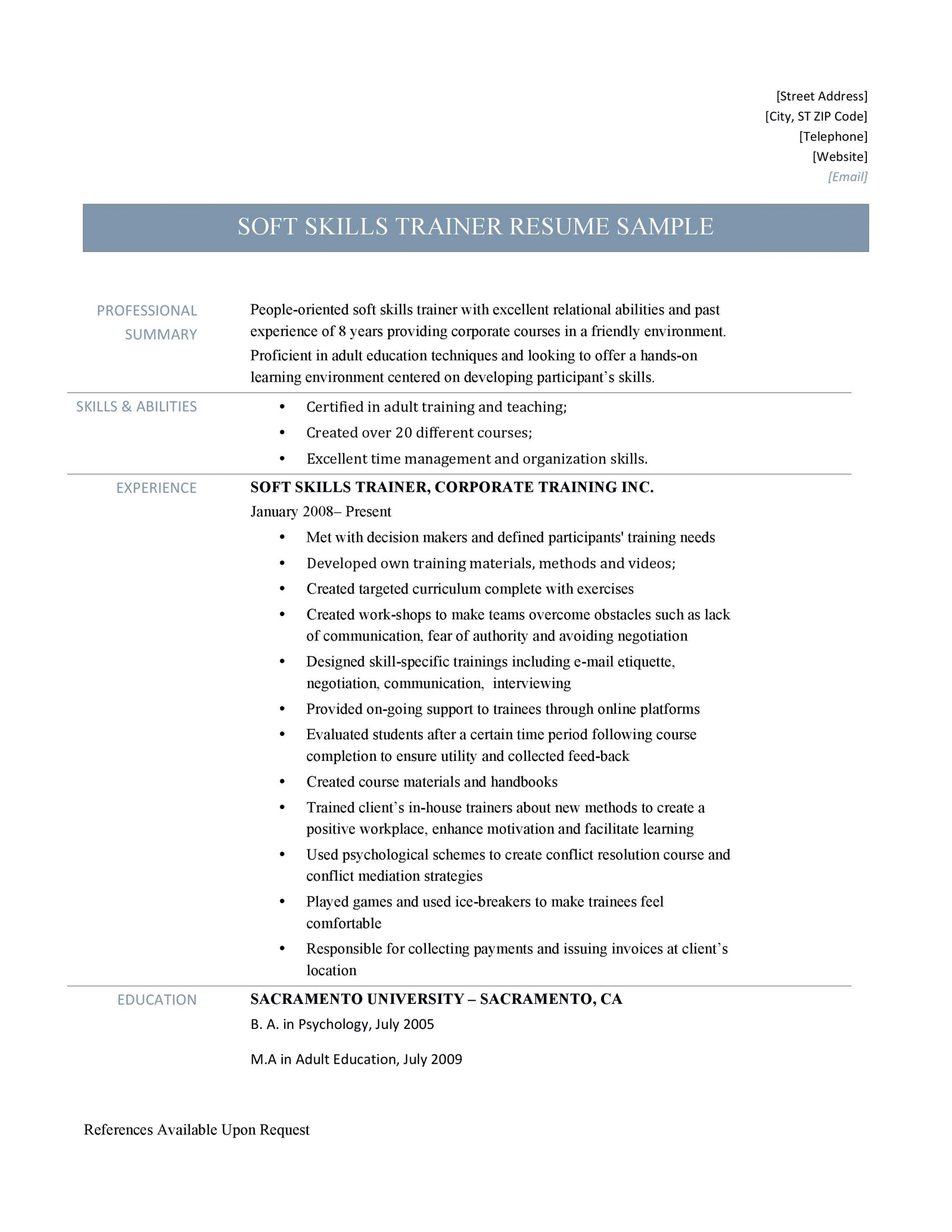 Soft Skills Trainer Resume Samples And Job Description in measurements 2550 X 3300