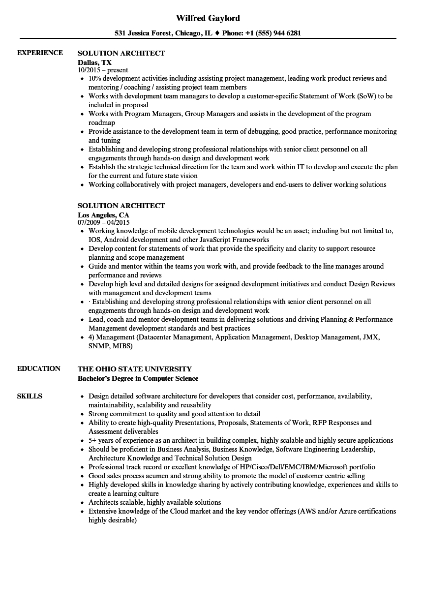 Solution Architect Resume Samples Velvet Jobs in size 860 X 1240