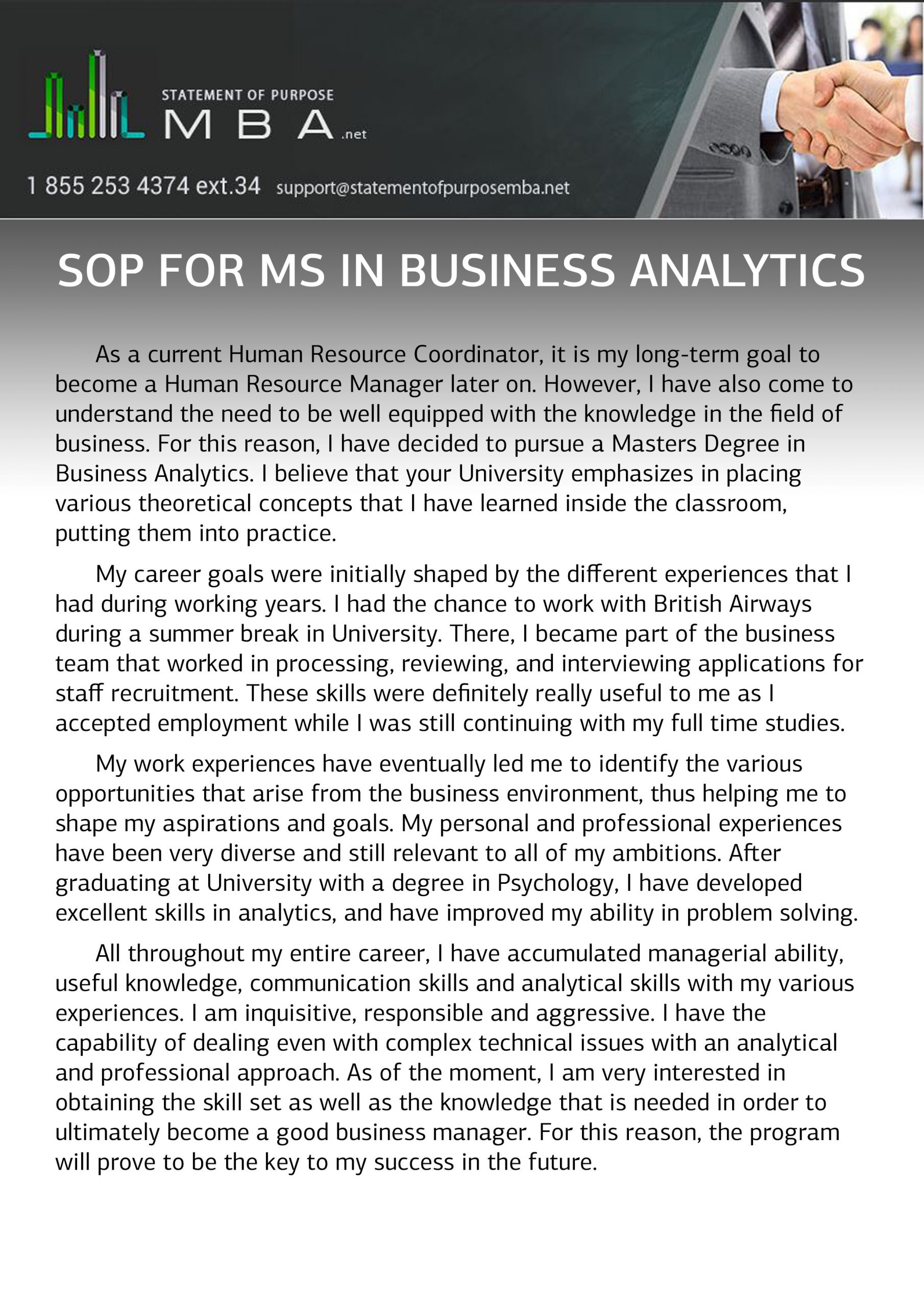 Sop For Ms In Business Analytics Sample intended for sizing 2480 X 3508