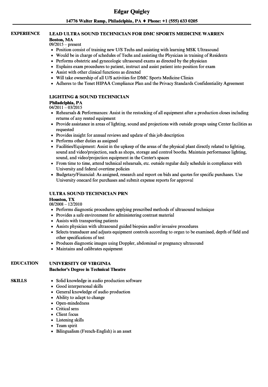 Sound Technician Resume Samples Velvet Jobs with regard to sizing 860 X 1240