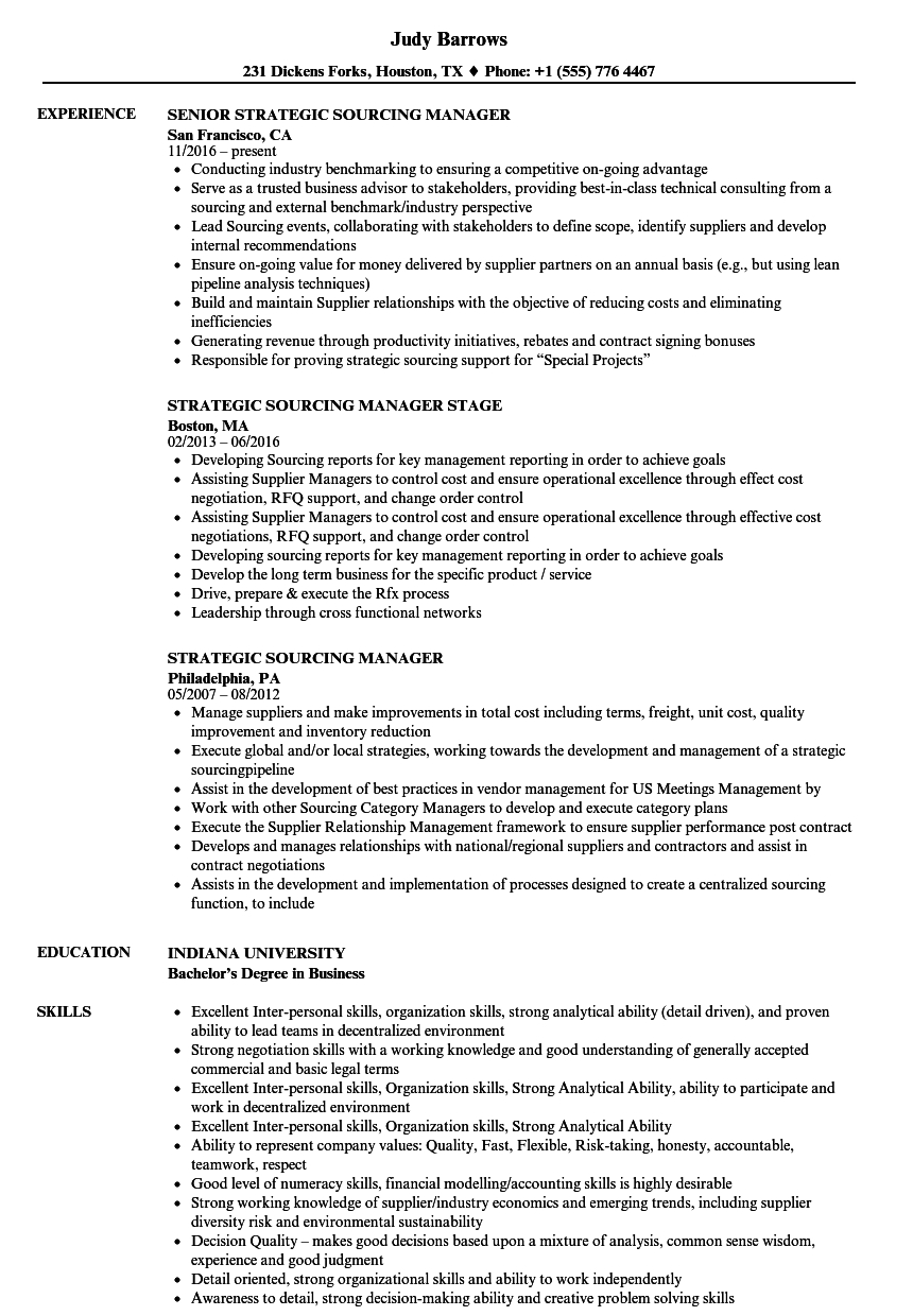 Sourcing Manager Resume Debandje for sizing 860 X 1240