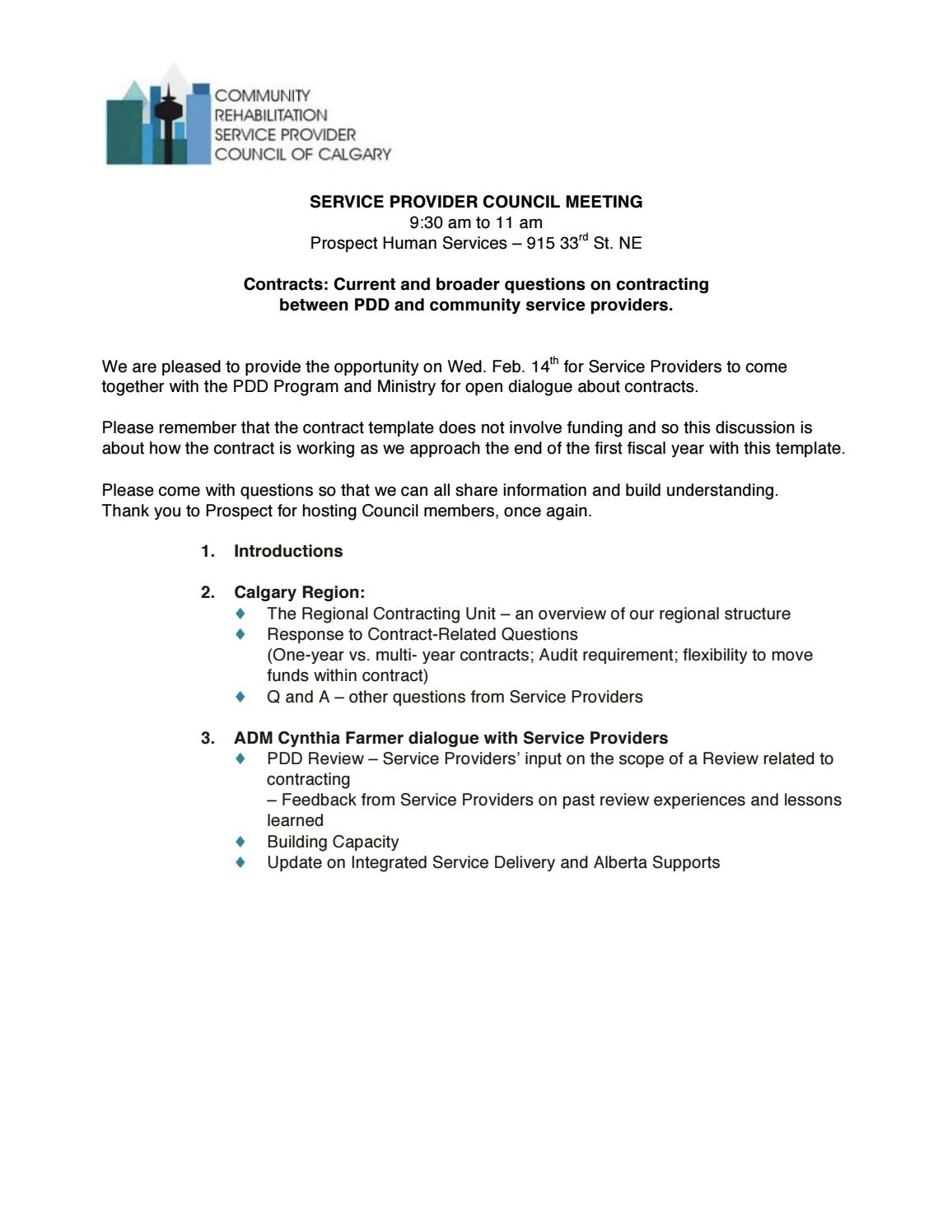 Sp Council Meeting Agenda Contracts Feb2018 Calgary regarding dimensions 1156 X 1496