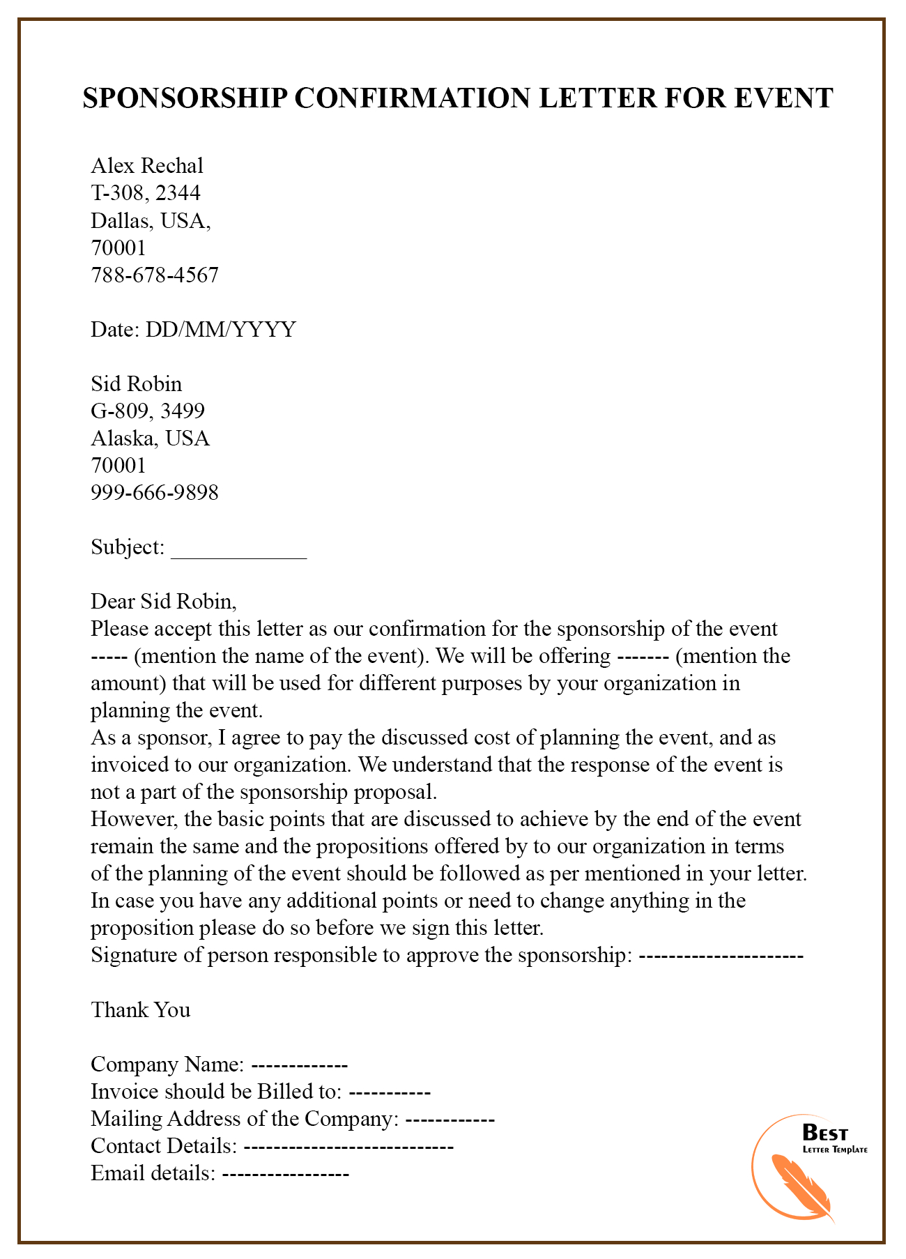 Sponsorship Letter For Event Template Format Sample Example with regard to sizing 1300 X 1806