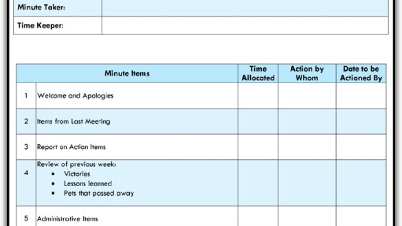 Staff Meeting Agenda Template Excel Word Templates pertaining to sizing 1280 X 720