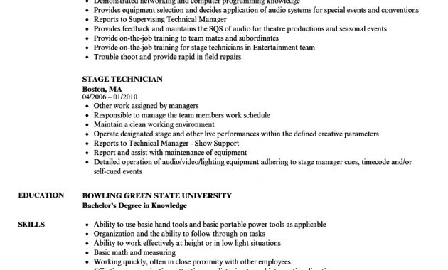 Stage Technician Resume Samples Velvet Jobs with proportions 860 X 1240