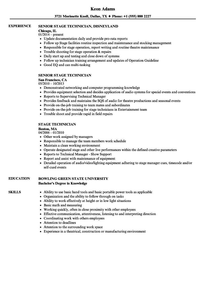 Stage Technician Resume Samples Velvet Jobs within dimensions 860 X 1240