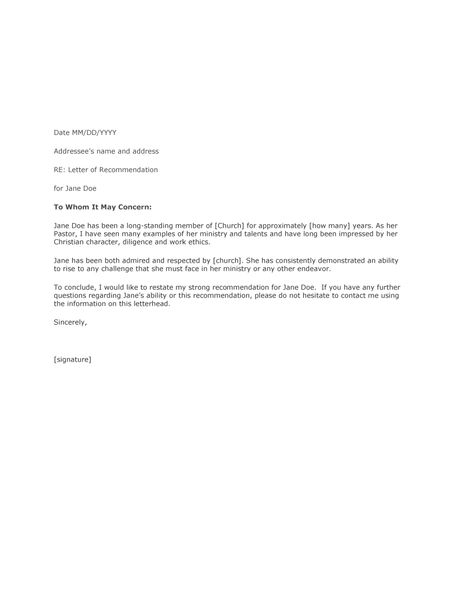 Standard Letter Of Recommendation Format Enom for sizing 900 X 1165