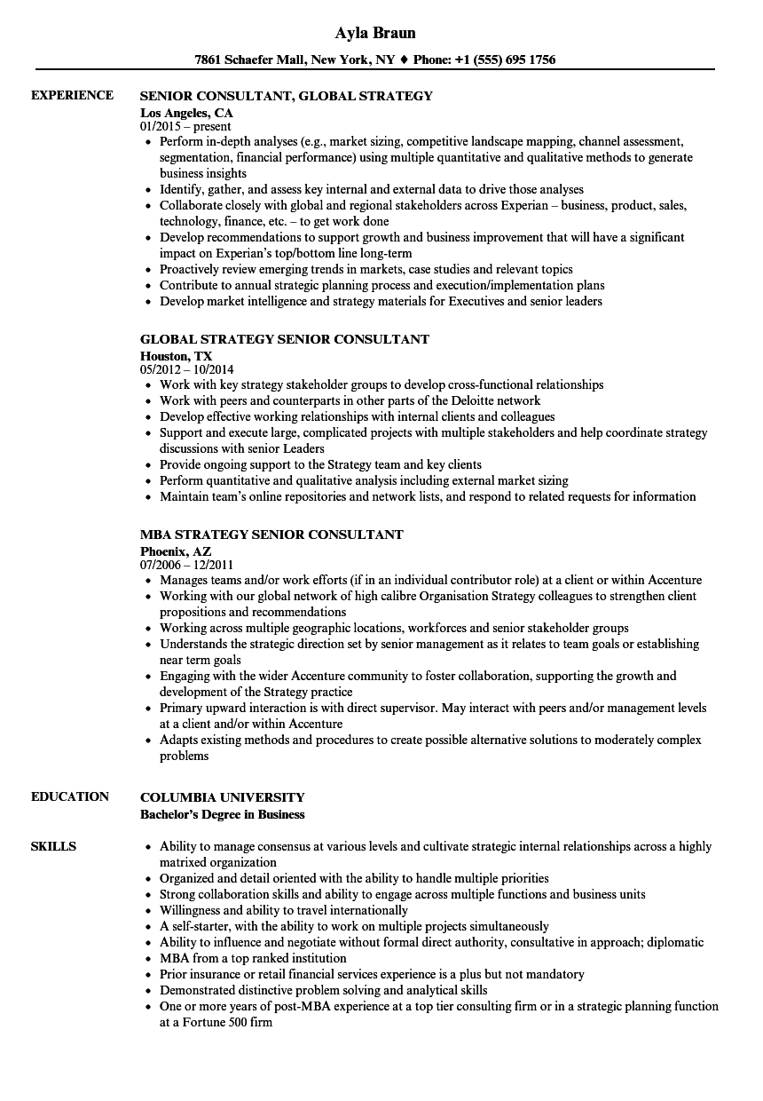 Strategy Senior Consultant Resume Samples Velvet Jobs with size 860 X 1240