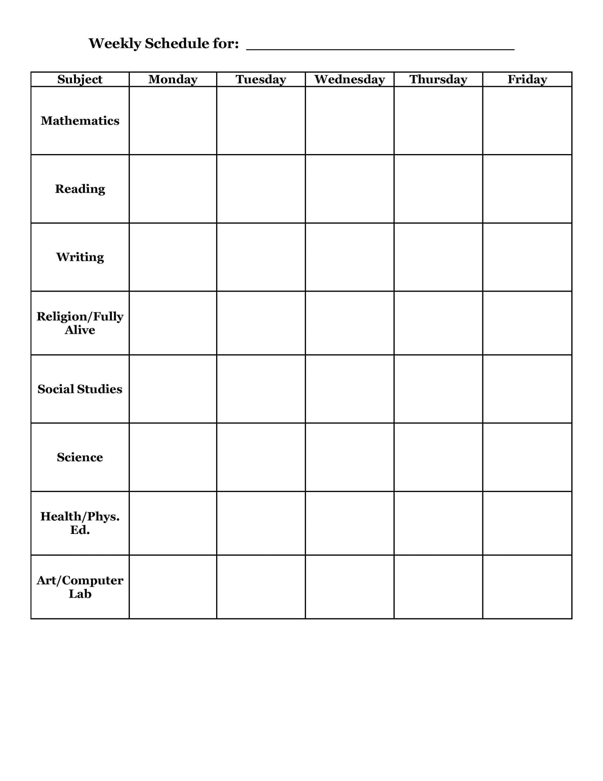 Student Planner Templates Weekly Schedule Template For for dimensions 2550 X 3300