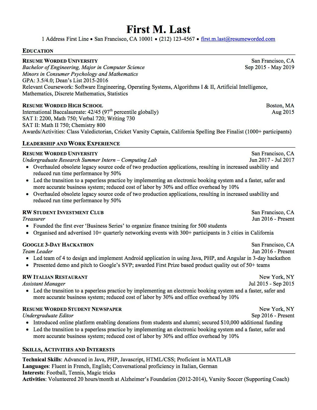 Student Resume Template Google Docs Cool And Elegant with regard to measurements 1275 X 1650