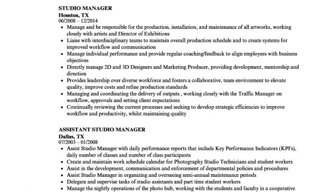 Studio Manager Resume Samples Velvet Jobs pertaining to measurements 860 X 1240