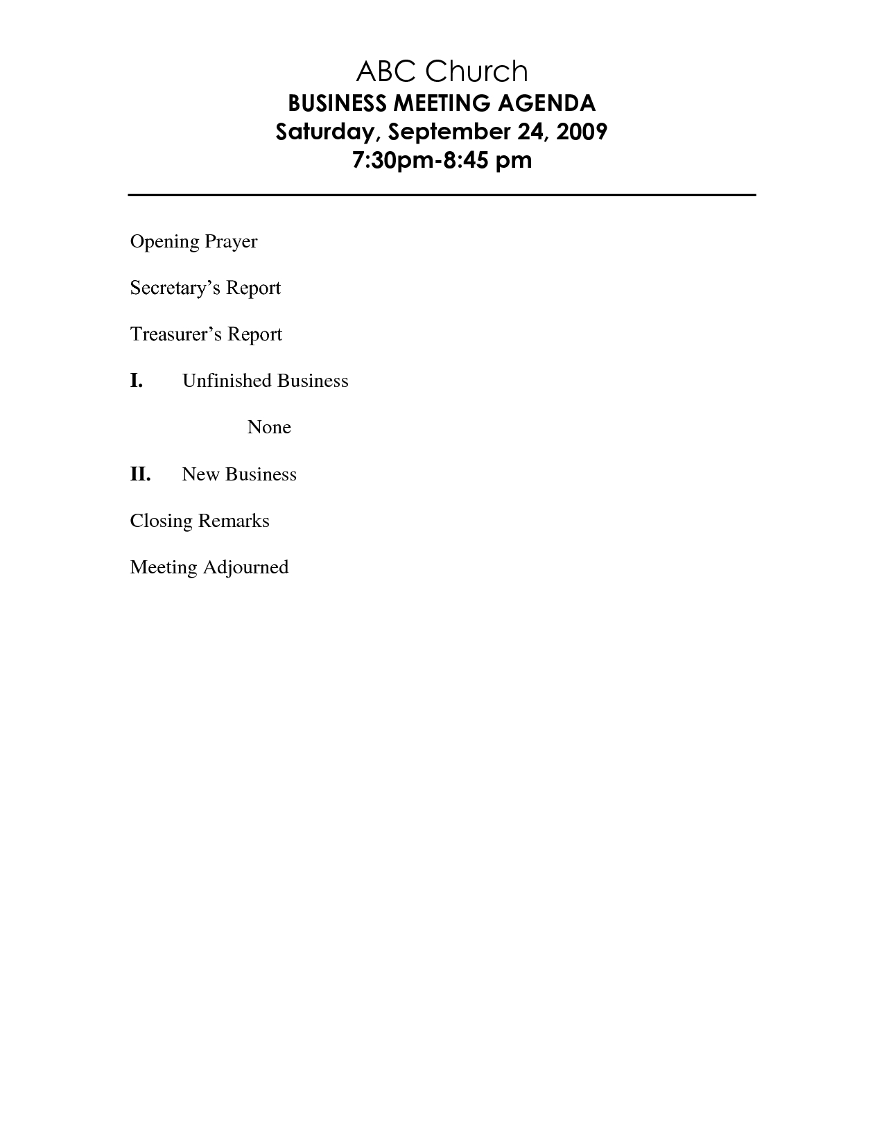 Stunning Church Business Meeting Agenda Template Sample in proportions 1275 X 1650